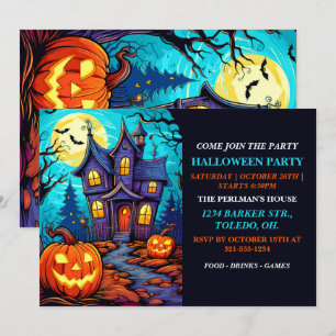 Haunted House Happy Halloween Party Invitations