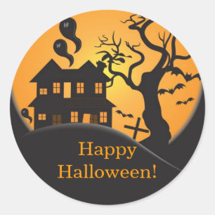 Haunted house Happy Halloween Sticker