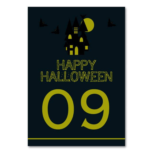 Haunted House, Happy Halloween Table Number (Front)