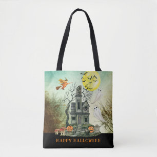 Haunted House Happy Halloween Tote Bag