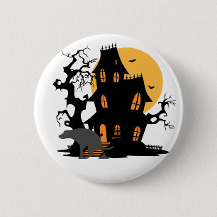 Haunted House Howl: Pooping Pup Halloween 6 Cm Round Badge