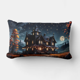 haunted house in the woods lumbar cushion