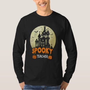 Haunted House Moon Night Groovy Spooky Teacher 1 T-Shirt