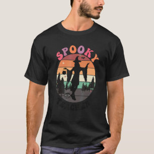 Haunted House Moon Night Groovy Spooky Teacher 3 T-Shirt