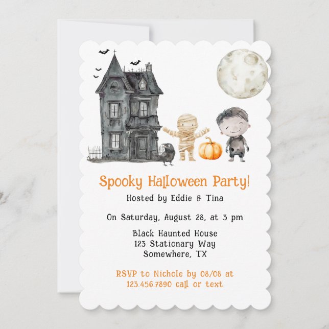 Haunted House Mummy And Friends Halloween Party Invitation (Front)