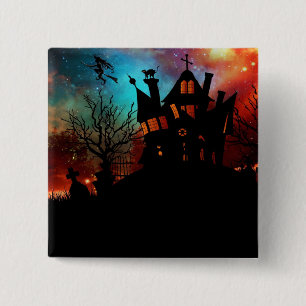 Haunted House on a Hill 15 Cm Square Badge