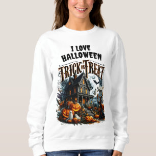 Haunted house on a spooky Halloween night Sweatshirt