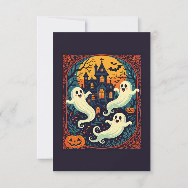 Haunted House - Orange Moon Close Invitation (Front)