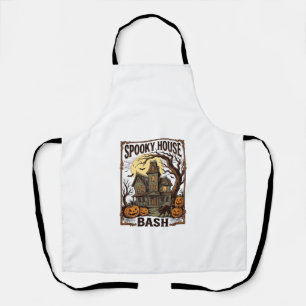 Haunted House Party Vintage Engraving Halloween De Apron