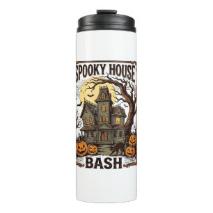 Haunted House Party Vintage Engraving Halloween De Thermal Tumbler
