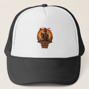 Haunted House Party Vintage Engraving Halloween De Trucker Hat