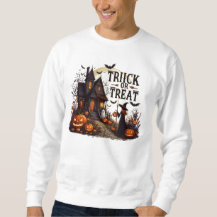 Haunted house path filled with pumpkins and ghosts sweatshirt