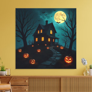 Haunted House Premium Wrapped Canvas