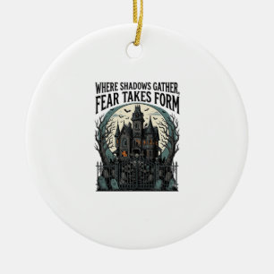 Haunted House Quote Shirt Vintage Gothic Cemetery Ceramic Tree Decoration