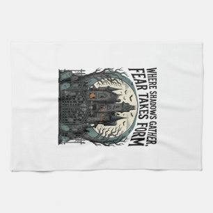 Haunted House Quote Shirt Vintage Gothic Cemetery  Tea Towel