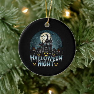 Haunted House, Scary Halloween Night Ceramic Tree Decoration
