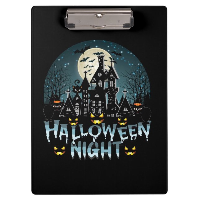 Haunted House, Scary Halloween Night Clipboard (Front)