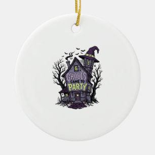 Haunted House Shirt Cute Spooky Party Halloween De Ceramic Tree Decoration