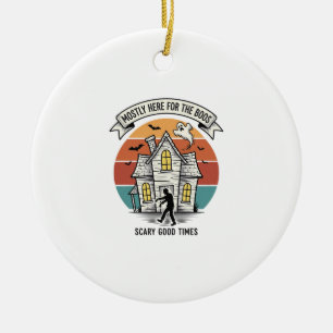 Haunted House Shirt Funny Vintage Halloween Scare Ceramic Tree Decoration