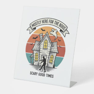 Haunted House Shirt Funny Vintage Halloween Scare  Pedestal Sign