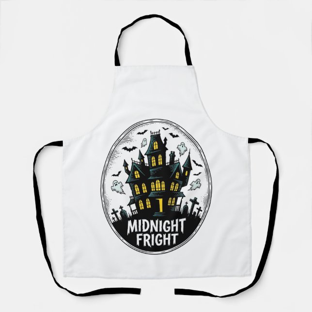 Haunted House Shirt Scary Night Halloween Vector_1 Apron (Front)