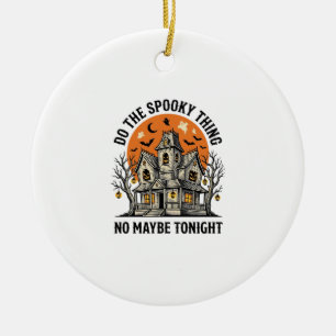 Haunted House Shirt Spooky Vintage Halloween Desig Ceramic Tree Decoration