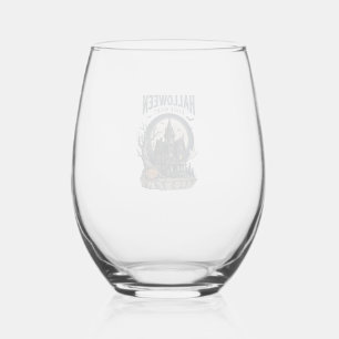 Haunted House Shirt Vintage Engraving Spooky Seaso Stemless Wine Glass