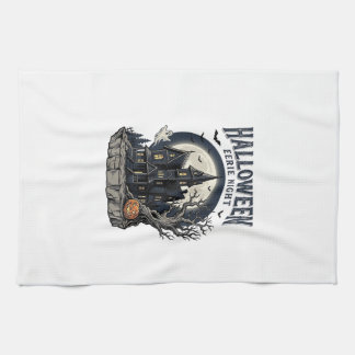 Haunted House Shirt Vintage Engraving Spooky Seaso Tea Towel