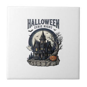 Haunted House Shirt Vintage Engraving Spooky Seaso Tile