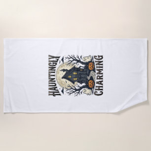 Haunted House Shirt Vintage Halloween Cottage Desi Beach Towel