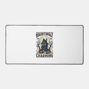 Haunted House Shirt Vintage Halloween Cottage Desi Desk Mat