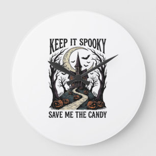 Haunted House Shirt Vintage Halloween Engraving Ar Large Clock