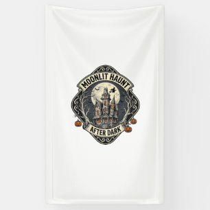 Haunted House Shirt Vintage Halloween Moon Witch D Banner