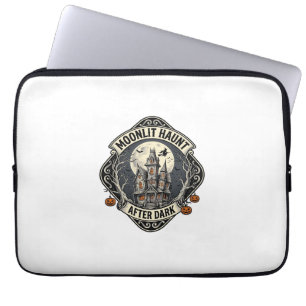 Haunted House Shirt Vintage Halloween Moon Witch D Laptop Sleeve