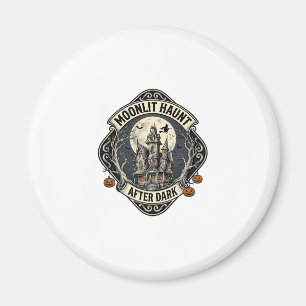 Haunted House Shirt Vintage Halloween Moon Witch D Magnet