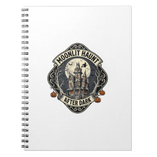 Haunted House Shirt Vintage Halloween Moon Witch D Notebook