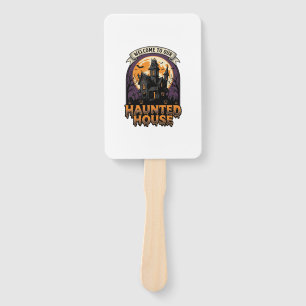 Haunted House Shirt Vintage Halloween Welcome Desi Hand Fan