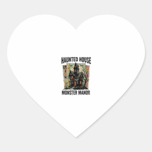 Haunted House Shirt Vintage Monster Manor Design Heart Sticker