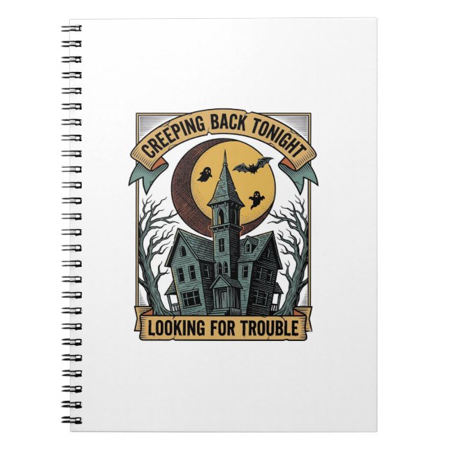 Haunted House Shirt with Engraved Spooky Manor Moo Notebook (Front)