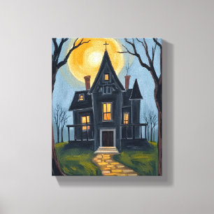 Haunted House   Spooky Halloween  Canvas Print