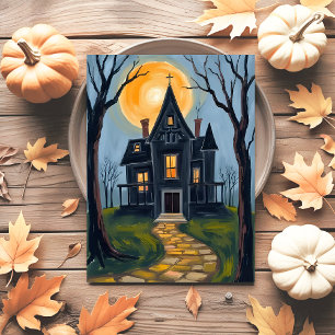 Haunted House   Spooky Halloween  Holiday Postcard