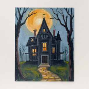 Haunted House   Spooky Halloween Watercolor Jigsaw Puzzle