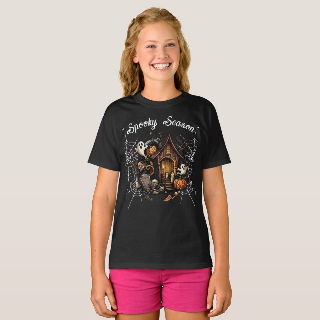 Haunted House Spooky T-Shirt - Black  👻🎃 (Front Full)