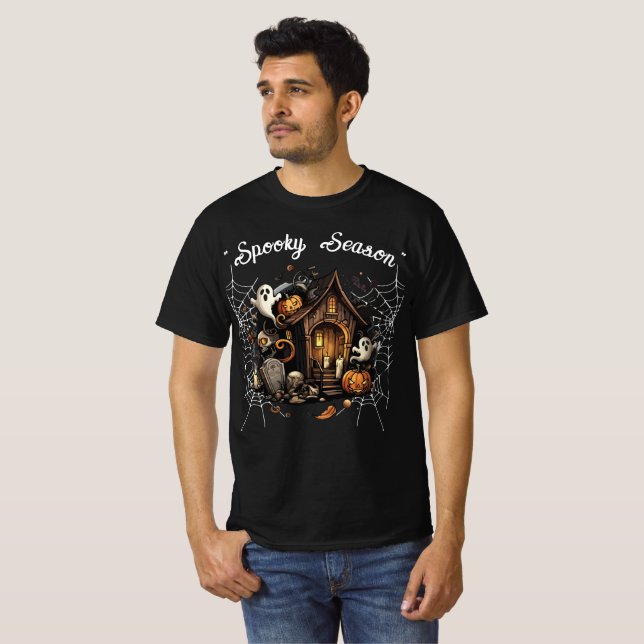 Haunted House Spooky T-Shirt - Black  👻🎃 (Front Full)