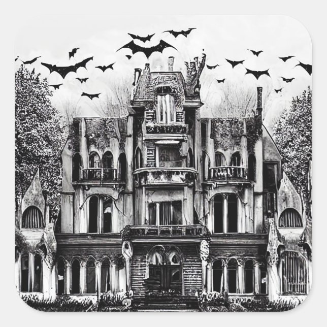 Haunted House Square Sticker (Front)