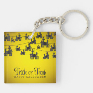 Haunted house string key ring