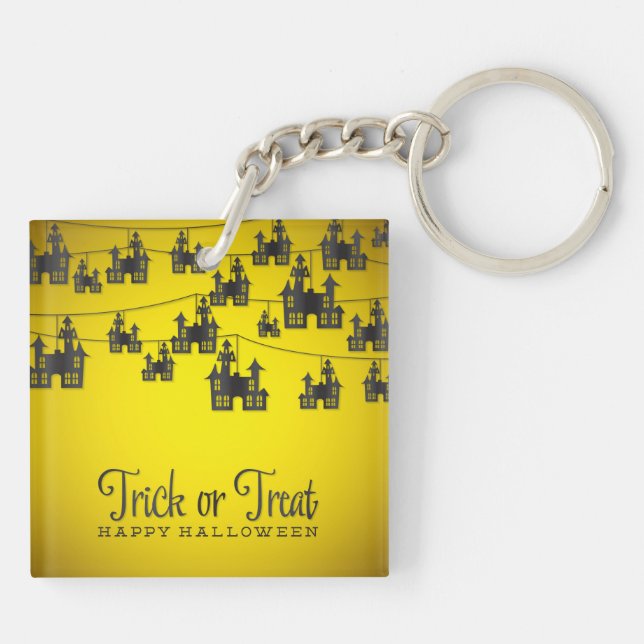 Haunted house string key ring (Back)