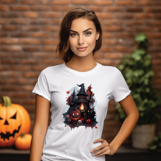 Haunted House T-shirt & Halloween pumpkins