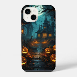 Haunted House Under Moonlit Halloween iPhone 14 Case