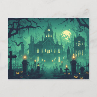 Haunted House under the Moonlight Holiday Postcard